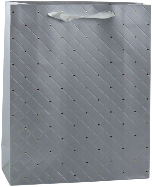 Torebka prezentowa LeanToys Szara w złote kropki 32 x 26 x 10 cm (5905991040057) - obraz 1