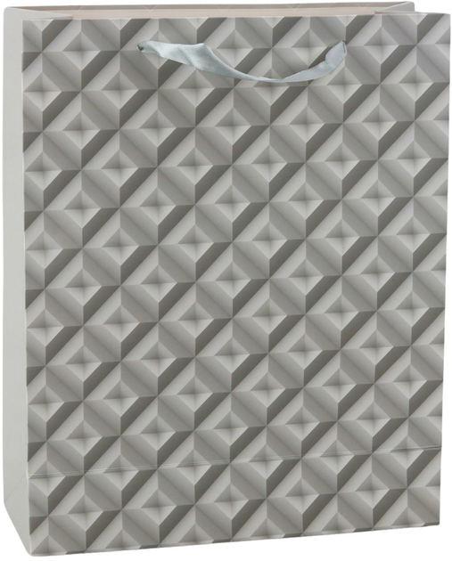 Torebka prezentowa LeanToys Efekt geometrii 3D Szara 32 x 26 x 10.5 cm (5905991039983) - obraz 1
