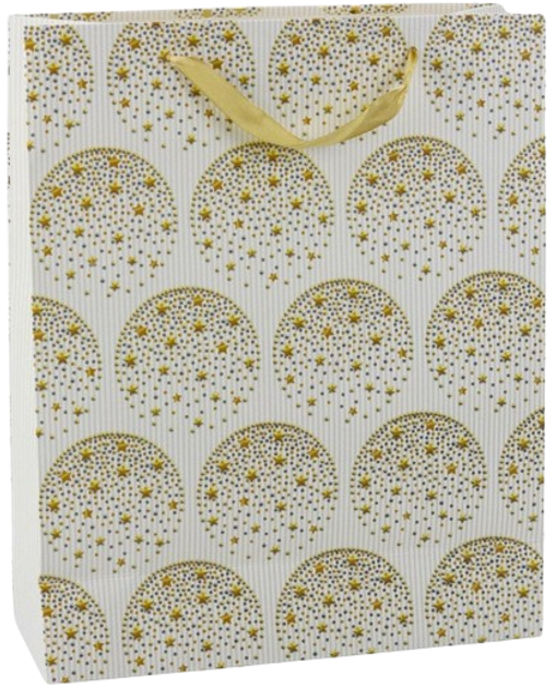 Torebka prezentowa LeanToys Złote gwiazdki Biała 32 x 26 x 12 cm (5905991040026) - obraz 1