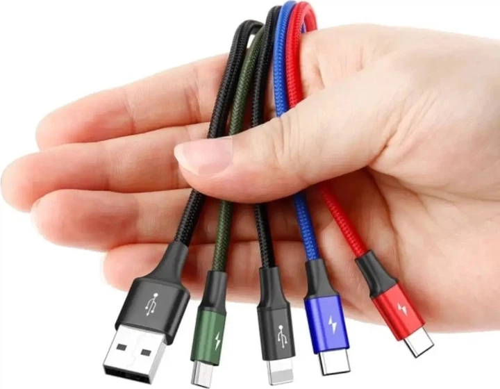 Kabel Baseus Fast 4-in-1 USB do Lightning+ 2x USB-C + MicroUSB 3.5A 1.2 m Black (CA1T4-B01) - obraz 4