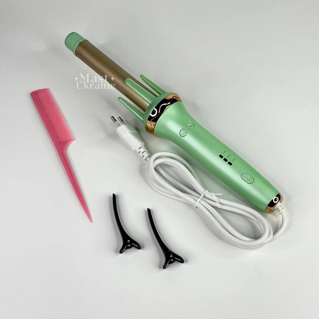 Плойка автоматична для локонів Hair Curler, електричні щипці-стайлер для завивки волосся з автоматичним обертанням та 3-ма температурними режимами (170°, 190°, 210°), стайлер для створення кучерів Зелений LY-884-Green - Фото 2 Плойка автоматична для локонів Hair Curler, електричні щипці-стайлер для завивки волосся з автоматичним обертанням та 3-ма температурними режимами (170°, 190°, 210°), стайлер для створення кучерів Зелений LY-884-Green - зображення 2