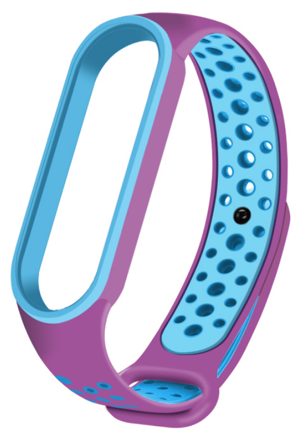 Ремешок Nike style для фитнес-браслета Xiaomi Mi Band 6/5 Фиолетовый/голубой + металическая кнопка (mrk8955) - изображение 2