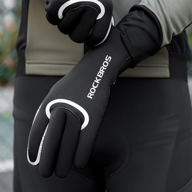 Rękawiczki rowerowe RockBros wodoodporne długie S/M Black (5907769373886) - obraz 5