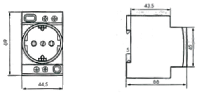 Розетка зі встановленням на DIN-рейку t-2P+Z Schuko P ETI 002414020 - зображення 2