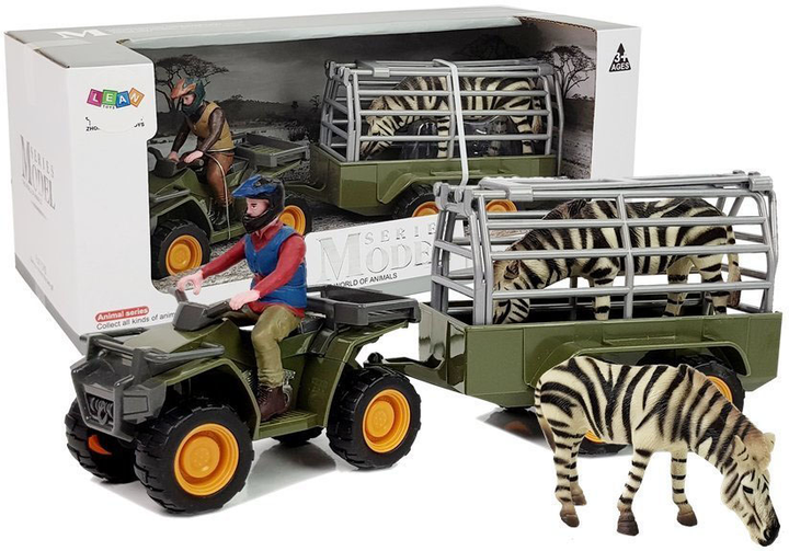 Zestaw zabawek Lean Toys Quad z przyczepką i figurką zebra 4 elementy (5903802454475) - obraz 1