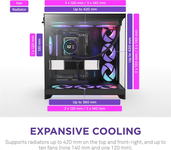 Корпус NZXT H9 Flow RGB Dual-Chamber Mid-tower Case All Black (CM-H92FB-R1) - зображення 4
