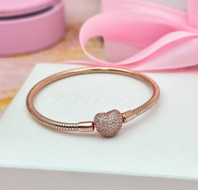 Срібний браслет Pandora Пандора Серце в позолоті (16) - Фото 1 Срібний браслет Pandora Пандора Серце в позолоті (16) - изображение 1