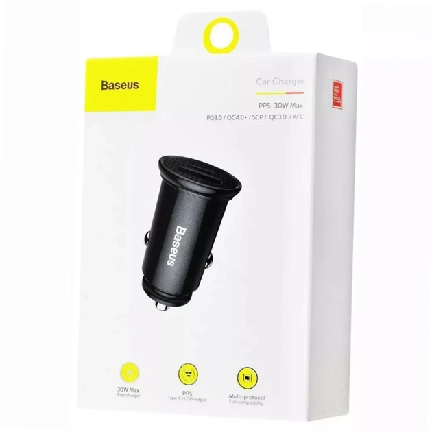 Зарядний пристрій Baseus Circular Plastic A+C 30W Black (CCALL-YS01) - Фото 2 Зарядний пристрій Baseus Circular Plastic A+C 30W Black (CCALL-YS01) - зображення 2