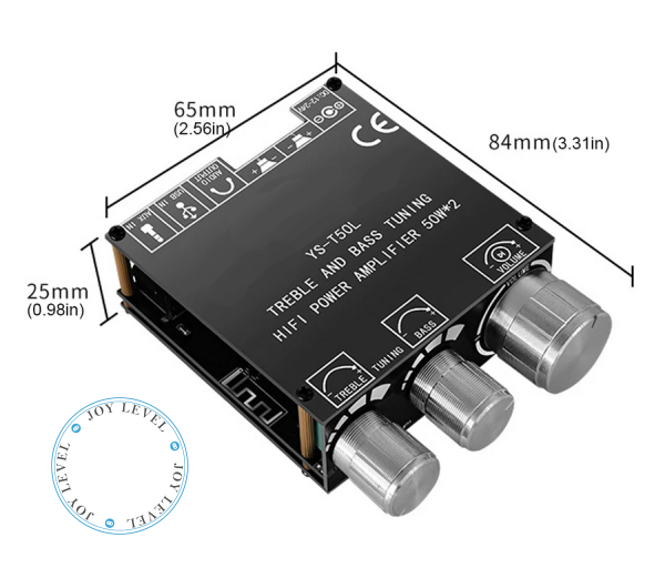 Усилитель звука двухканальный T50L 50x2 Ватт D-класс - поддержка Bluetooth AUX USB Цвет Чёрный - изображение 4
