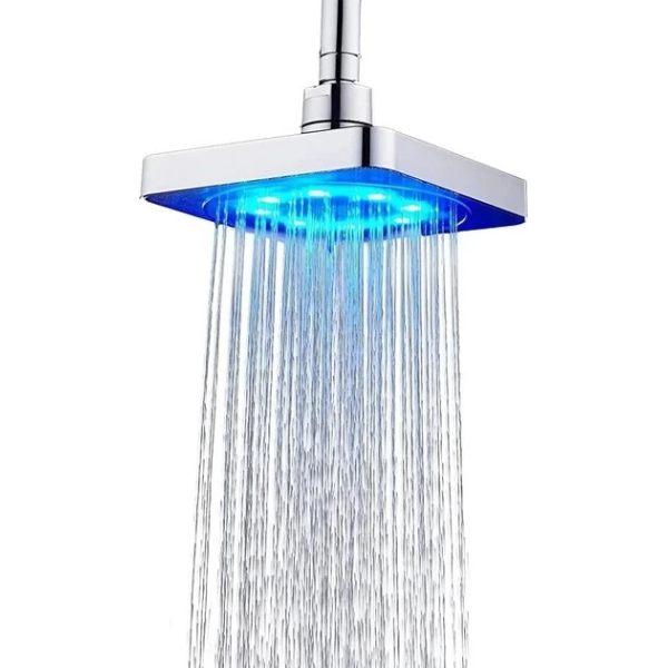 Лейка насадка для душу з LED підсвічуванням RGB світлодіодна, квадратна 150 мм LED Shower head AND XL-902(XL902 -AV) - зображення 3