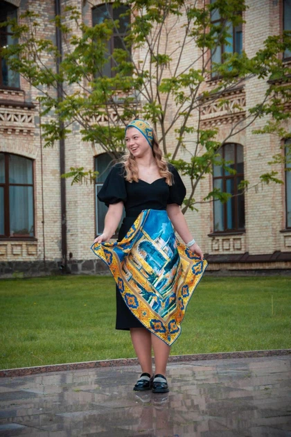 Дизайнерська яскрава хустка "Мій Крим" MyScarf 90 на 90 см - изображение 4