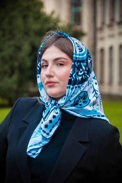 Велика дизайнерська хустка My Scarf "Круговорот життя 90 на 90 см - изображение 11