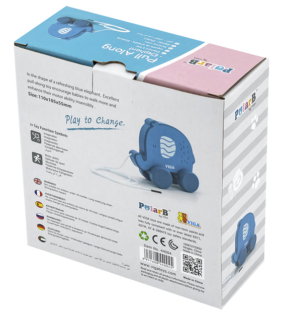 Słonik do ciągania Viga PolarB drewniany 44004 (6971608440045) - obraz 8