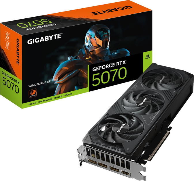 Відеокарта Gigabyte PCI-Ex GeForce RTX 5070 Windforce SFF 12GB GDDR7 (192bit) (2512/28000) (HDMI, 3 x DisplayPort) (GV-N5070WF3-12GD) - зображення 10