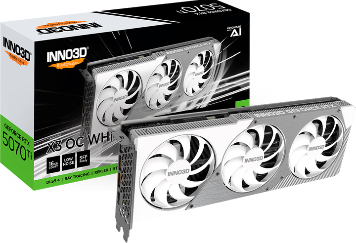 Karta graficzna INNO3D PCI-Ex GeForce RTX 5070 Ti X3 OC WHITE 16GB GDDR7 (256bit) (2482/28000) (HDMI, 3 x DisplayPort) (N507T3-16D7X-176068W) - obraz 7