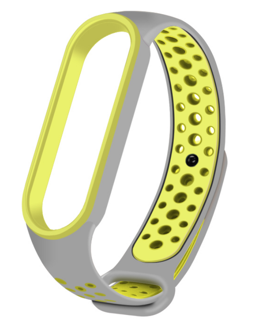 Ремешок Nike style для фитнес-браслета Xiaomi Mi Band 6/5 Серый/лайм + металическая кнопка (mrk2346) - изображение 2