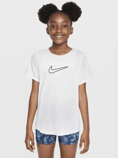 Дитяча футболка для дівчинки Nike G Nk Df One Std SS Top Hbr FZ5600-100 128-137 S Біла (197596719659) - зображення 1