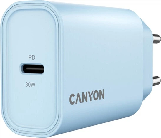 Мережевий зарядний пристрій Canyon OnCharge 30CL 1xPD Type-C 30W Light Blue (CNE-CHA30CLLBL) - зображення 5