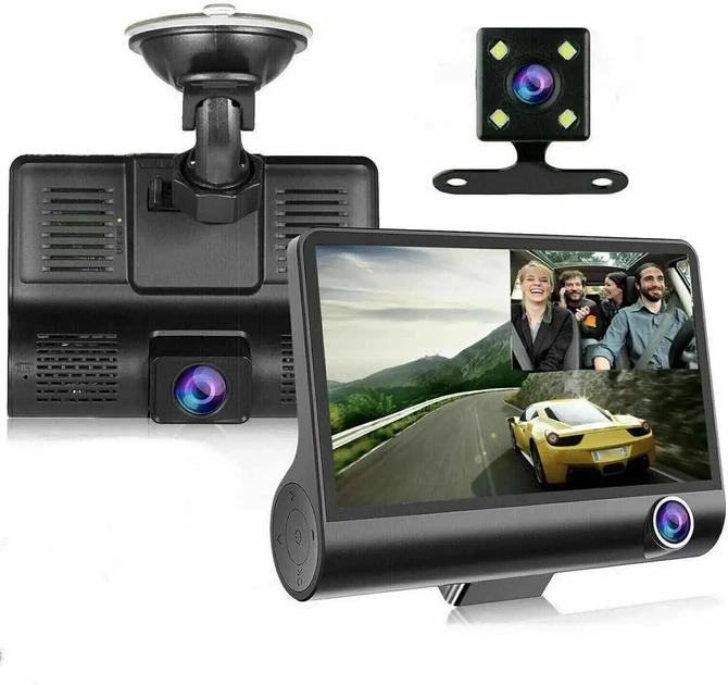 Автомобільний реєстратор 1080P FHD 3 камери кут огляду 170° - зображення 2