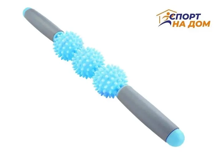 Ролик массажный для йоги Massage stick AND 5284 3 шарика ПП ПВХ 41 см - изображение 7