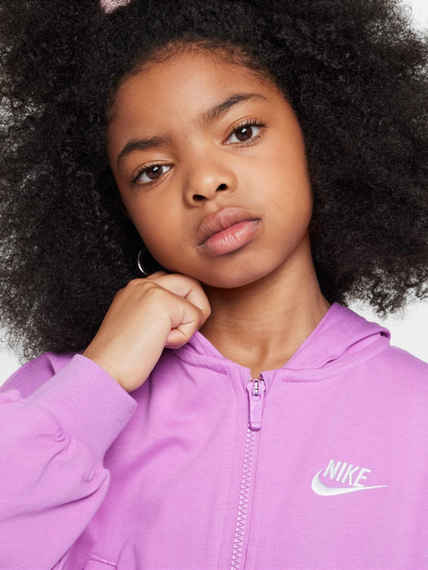 Підліткова толстовка з капюшоном для дівчинки Nike G Nsw Fz Hdy Jsy Lbr FN8595-532 158-170 XL Світло-фіолетова (197859851430) - зображення 4
