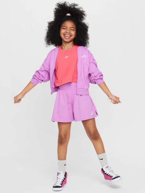 Bluza rozpinana z kapturem dziewczęca młodzieżowa Nike G Nsw Fz Hdy Jsy Lbr FN8595-532 137-147 M Jasnofioletowa (197859845552) - obraz 3