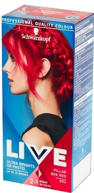 Краска для волос Schwarzkopf Live Ultra Brights or Pastel 092 Ярко-красный - Фото 1 Краска для волос Schwarzkopf Live Ultra Brights or Pastel 092 Ярко-красный - изображение 1