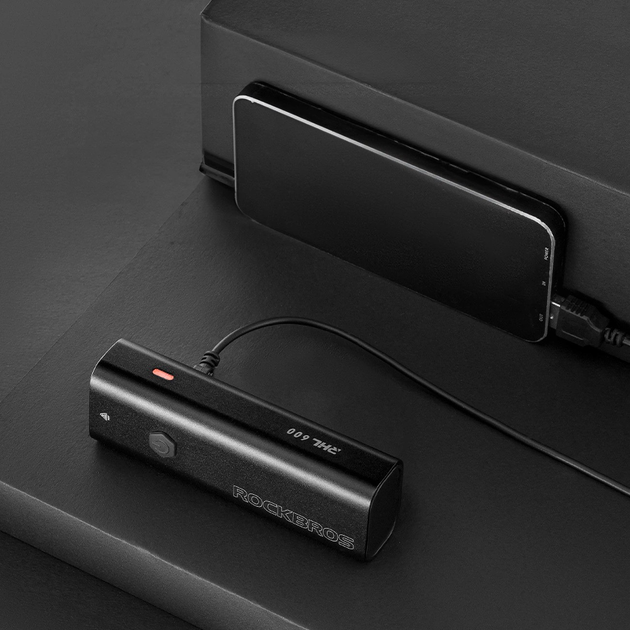 Велосипедний ліхтар RockBros RHL600 з павербанком 2600 мА*год 600 лм IPX6 Black (5907769364662) - зображення 5