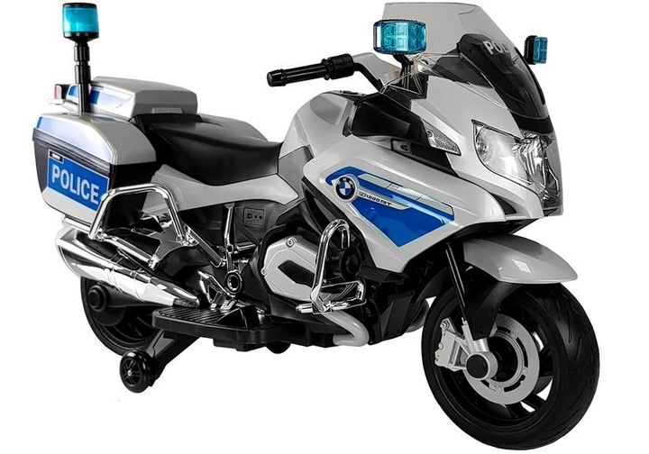 Motor na akumulator dla dzieci Lean Toys BMW R1200 Policja Srebrny (5902808154891) - obraz 1