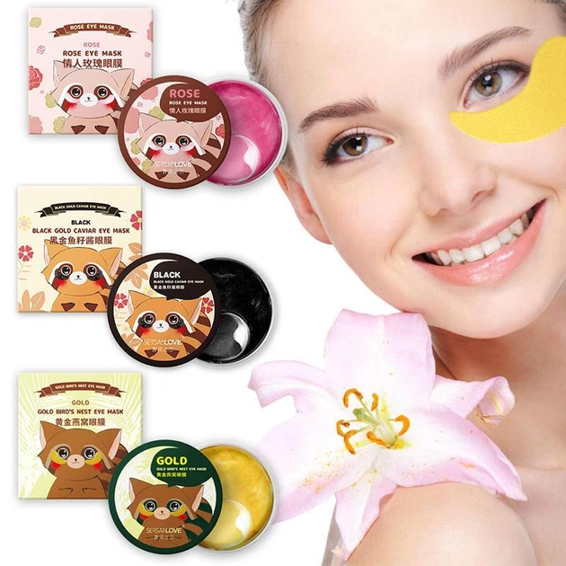 Гидрогелевые патчи с золотом и экстрактом черной икры Sersanlove Black Gold Caviar Eye Mask, 90г/60шт - изображение 2