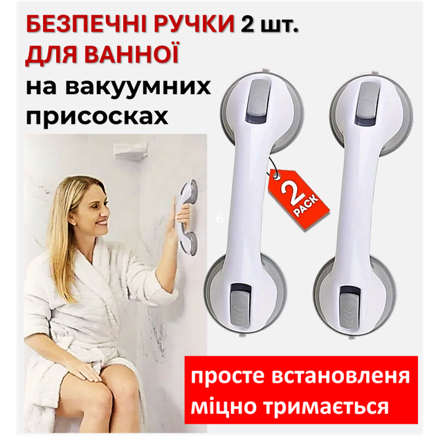 Поддержка для пожилых / Безопасные ручки (2 шт.) для ванной/ на вакуумных присосках - изображение 2