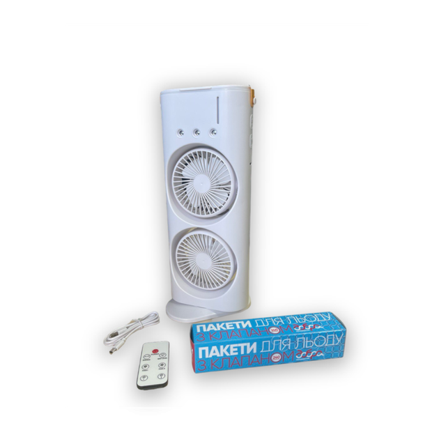 Вентилятор-кондиционер увлажнитель настольный Double-ended Spray Fan (3 скорости) + Пульт + Пакеты для льда в комплекте. - Фото 2 Вентилятор-кондиционер увлажнитель настольный Double-ended Spray Fan (3 скорости) + Пульт + Пакеты для льда в комплекте. - изображение 2