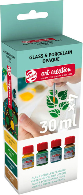 Набір фарб Talens Art Creation Glass & Porcelain Opaque Set Green Gold 4 x 30 мл (8712079442965) - зображення 2