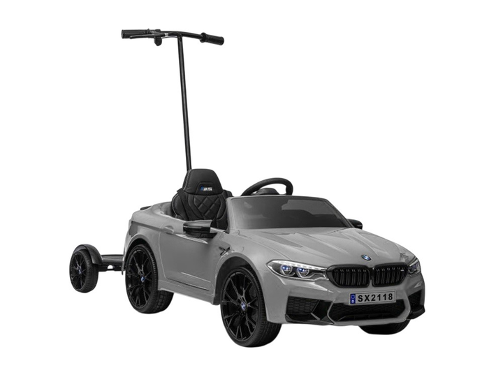 Samochód elektryczny dla dzieci Lean Toys BMW M5 SX2118 z platformą dla rodzica lakierowany Srebrny (5904204755788) - obraz 1