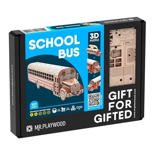 Конструктор Пазл деревянный 3D модель Школьный автобус Mr.Playwood 10107 - Фото 2 Конструктор Пазл деревянный 3D модель Школьный автобус Mr.Playwood 10107 - изображение 2