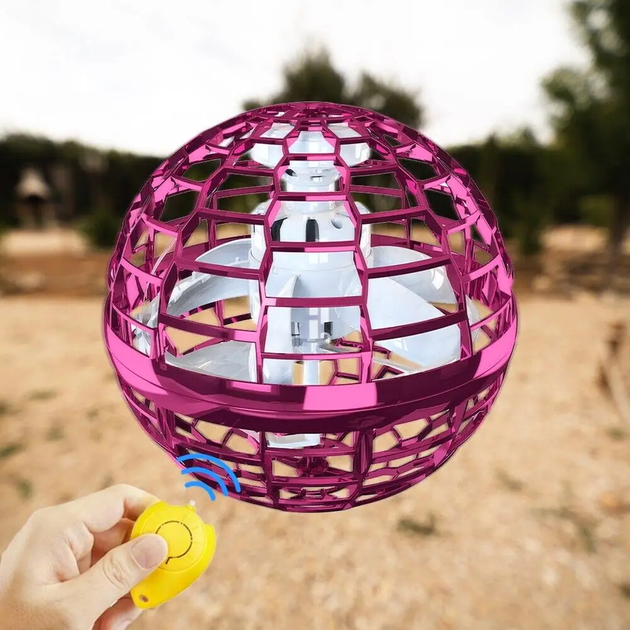 Спинер шар летающий с подсветкой FLYING SPINNER Розовый (9,5 см) / Шар, который светится в темноте и летает - изображение 3