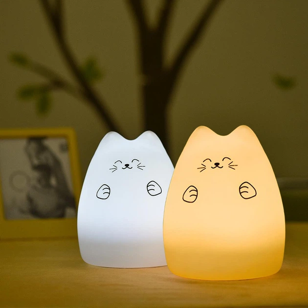 Дитячий силіконовий нічник "Котик" з RGB та USB, 7 режимів / Нічник з акумулятором / Світильник нічник для дітей - зображення 5