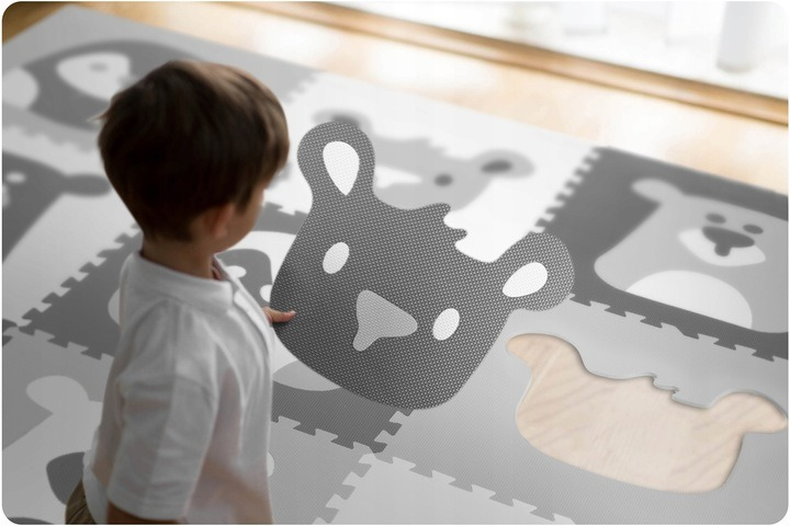 Дитячий килимок з пінопласту RICOKIDS 180 x 180 см 9 шт тваринки сірий (5903890604134) - зображення 8