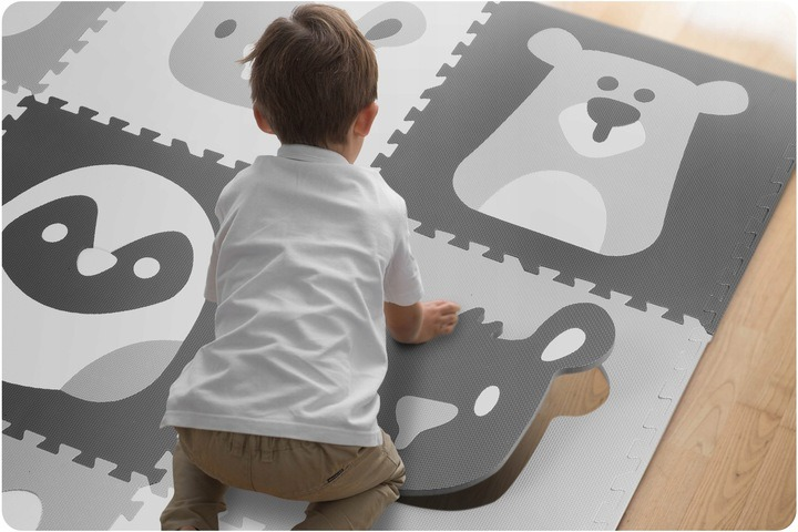 Дитячий килимок з пінопласту RICOKIDS 180 x 180 см 9 шт тваринки сірий (5903890604134) - зображення 6