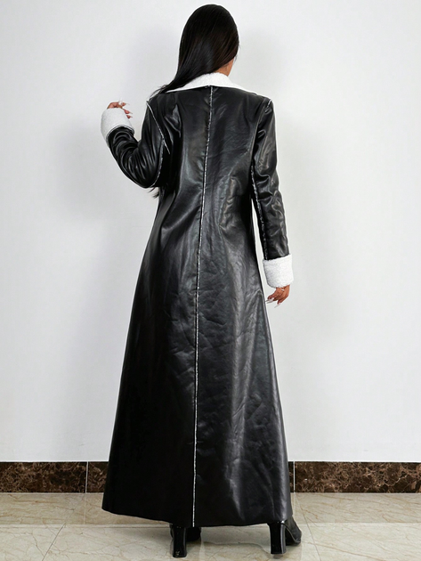 Дубленка из искусственной кожи женская SHEIN GD-00218875 M Черная (DN3012300105054) 