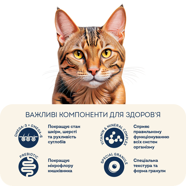 Сухий корм для активних дорослих котів Курочка та креветка For active, 400 г Арт. 3038004 - зображення 5