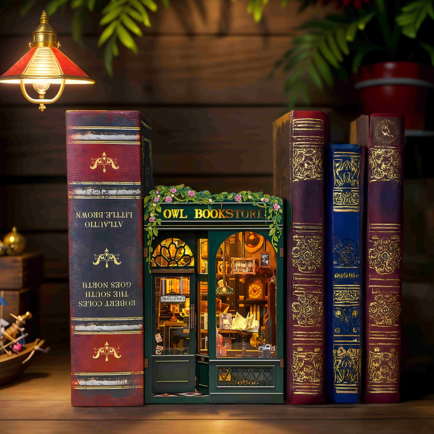 Конструктор Бук нук книжковий магазин, румбокс книгарня у ретростилі в мініатюрі для самостійного складання - Фото 4 Конструктор Бук нук книжковий магазин, румбокс книгарня у ретростилі в мініатюрі для самостійного складання - зображення 4