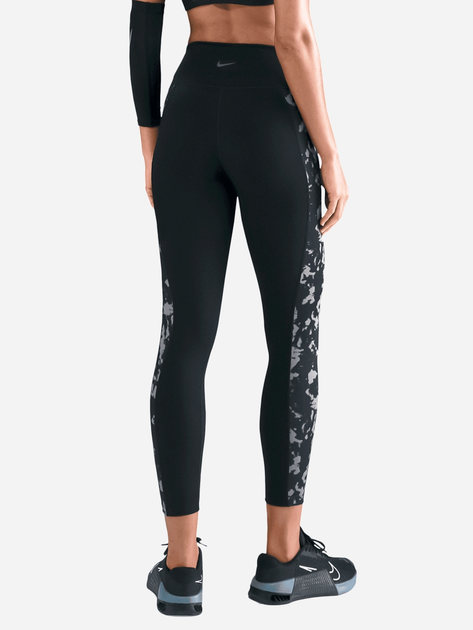 Спортивні легінси для фітнесу високі жіночі Nike W Nk One Df Hr 7/8 Tight Aop HJ1103-010 M Чорні (197602786613) - зображення 2
