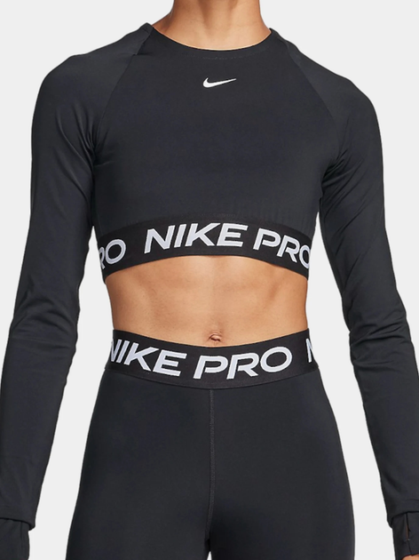 Top sportowy damski z długim rękawem Nike Pro Df 365 Crop Ls FV5484-010 XL Czarny (196975041206) - obraz 1