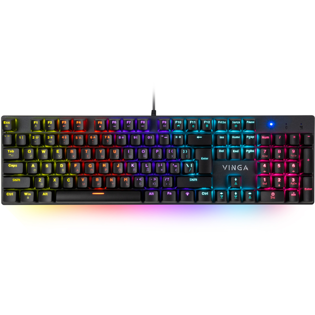 Клавиатура Vinga KBGM-100 LED Blue Switch USB Black (KBGM-100 Black) - изображение 1