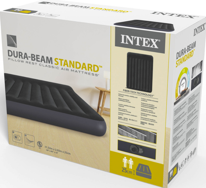 Надувний матрац з підголівником і електронасосом Intex 191x137x25 см Pillow Rest Classic Bed (IND-64148) - зображення 5