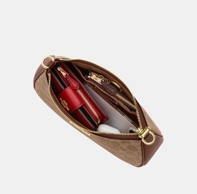 Женская сумка Coach Teri Shoulder Bag In Signature Canvas CV933 коричневая - изображение 5
