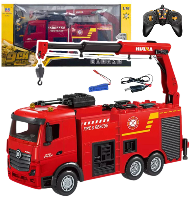 Wóz strażacki zdalnie sterowany Huina Toys 1:18 Czerwony (22741) (5905991050902) - obraz 2