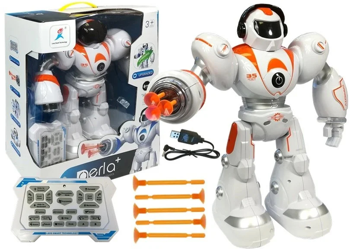 Робот на радіокеруванні Lean Toys Біло-помаранчевий 40 см (4261) (5905991032298) - зображення 6
