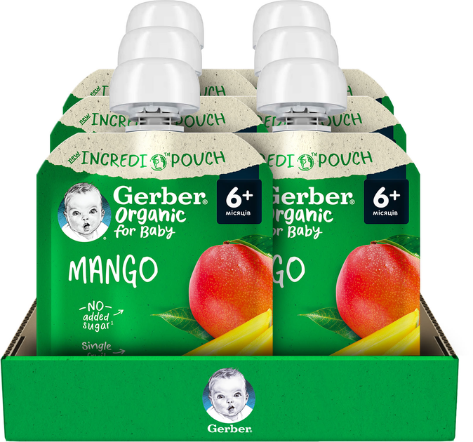 Пюре фруктове Gerber Organic Манго для дітей із 6 місяців 80 г (8445290167132) - зображення 3